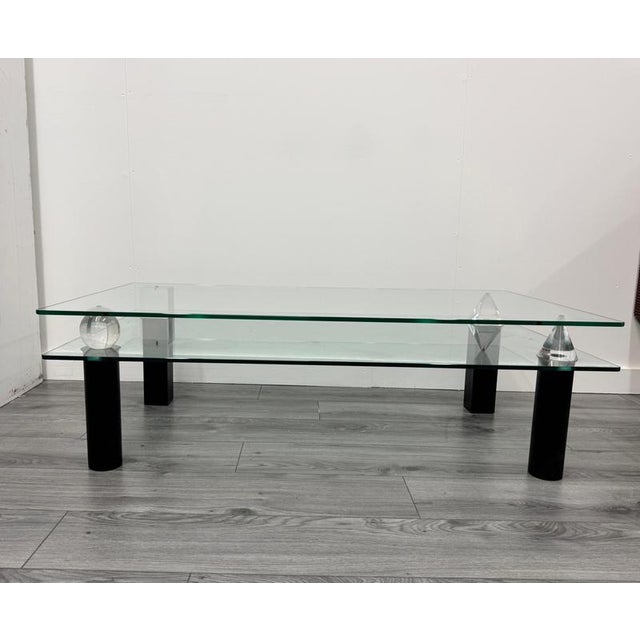 Glass Two-Tiered Architecture Coffee Table by Lella and Massimo Vignelli, 1970s For Sale - Image 7 of 11