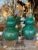1960s Vintage Pair Gourd Green Crackle Glaze Porcelain Table Lamps Newly Wired Brass For Sale - Image 5 of 12