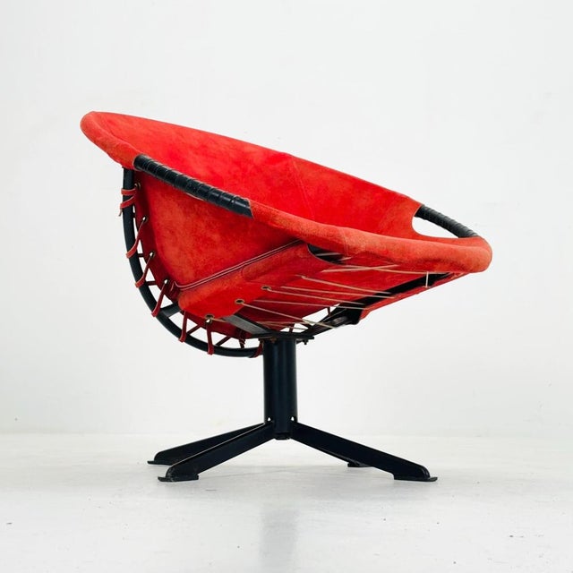 Mid-Century Modern Suede Lounge Chair with Black Iron Frame, Germany 1960s For Sale - Image 5 of 11
