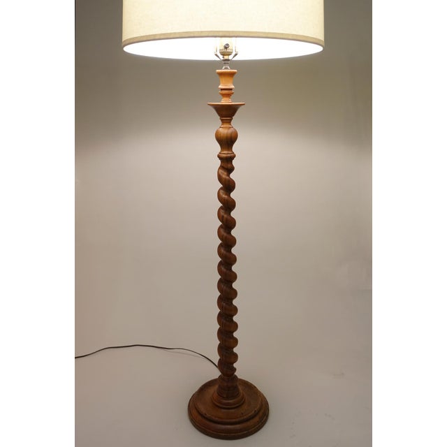 1930s Neo Classic Empire Regency Cherry Ash Carved Barley Twist Floor Lamp For Sale - Image 4 of 13