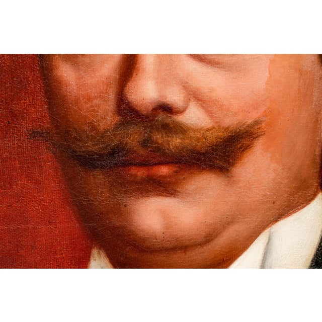 Refined Formal Victorian Era Tuxedo Gentleman Antique French Oil Painting on Canvas For Sale In New York - Image 6 of 13