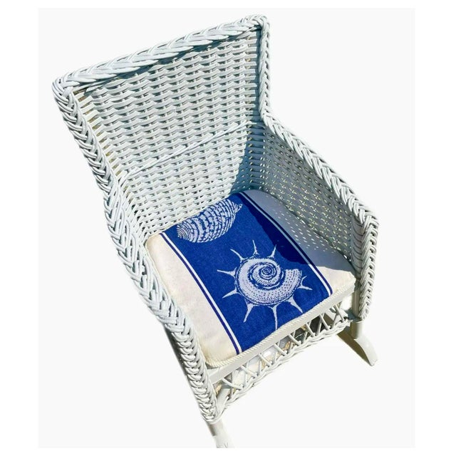 Nantucket White Wicker Children's Rocking Chair For Sale - Image 4 of 6
