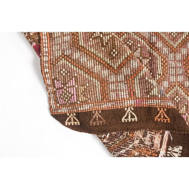Geometric Wool Tribal Area Kilim For Sale - Image 4 of 10