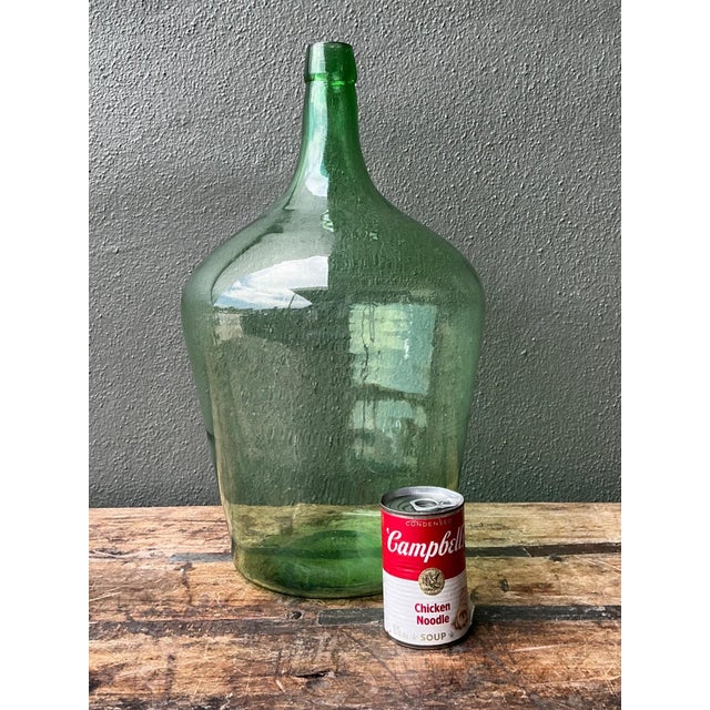 Vintage Green Glass Demijohn Bottle For Sale - Image 13 of 14