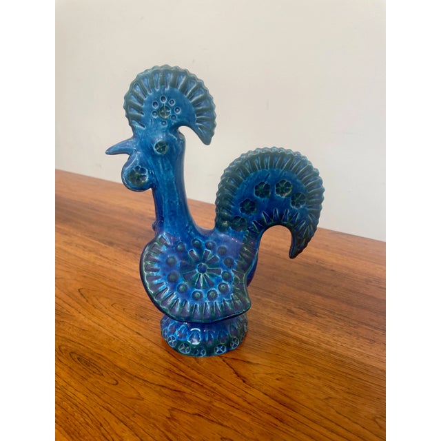 Vintage 1960s Aldo Londi for Bitossi Ceramics Italy Rooster Rimini Blue Collection For Sale In Los Angeles - Image 6 of 8