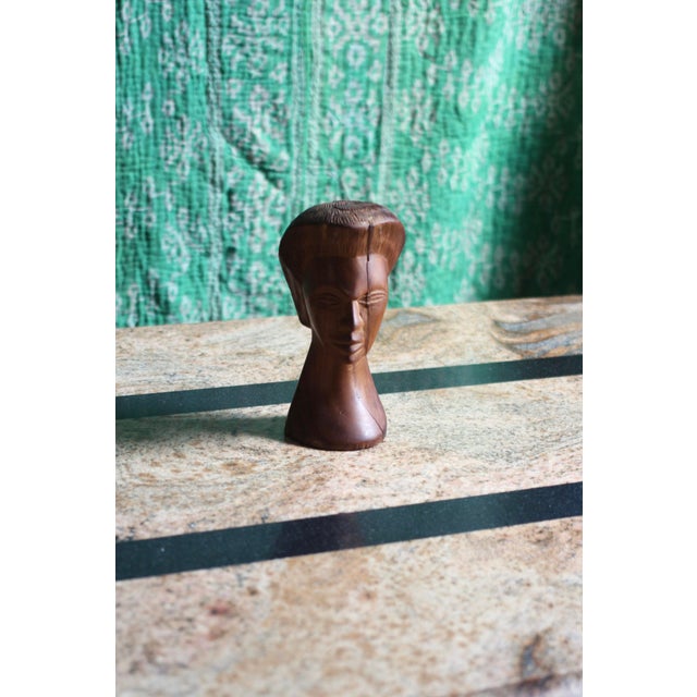 Wood Mid 20th Century Carved Wood Head Sculpture For Sale - Image 7 of 10