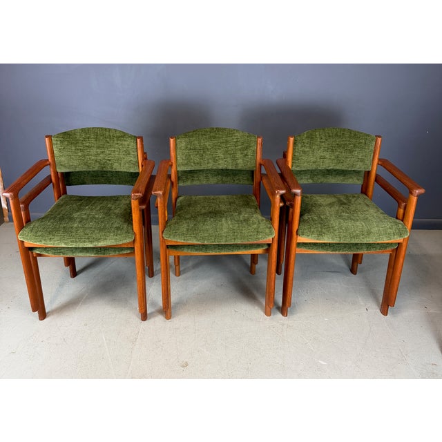 Wood Set of Six Scandinavian Modern Teak Stacking Armchairs, Denmark or Norway, 1970s For Sale - Image 7 of 10