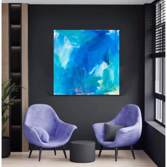 "Jet Stream" by Trixie Pitts Large Abstract Expressionist Seascape Oil Painting For Sale - Image 10 of 12