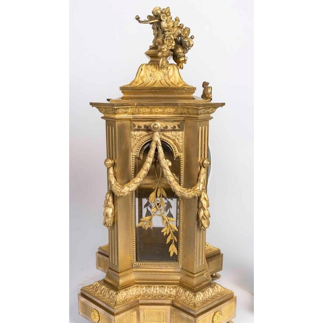 Napoleon III Gilded Bronze Mantelpiece Set, Set of 3 For Sale - Image 9 of 14