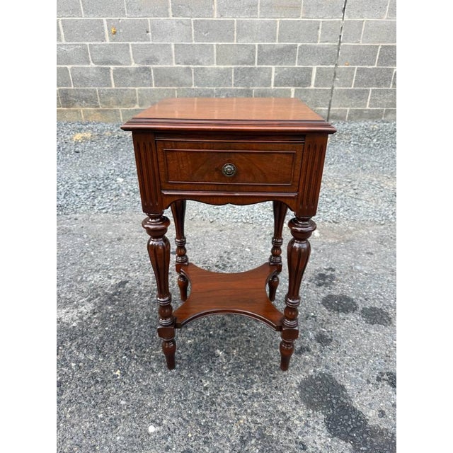 Vintage Regency Louis Xvi Style 2 Tier Side Table 2 tier, turned legs, well made with dovetail joint construction...