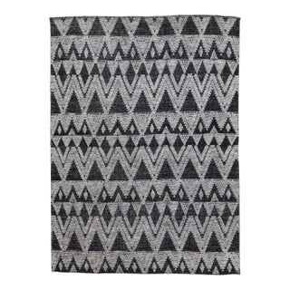 Modern Apadana's Safi Collection Handmade Charcoal and Gray Designed Wool Rug For Sale