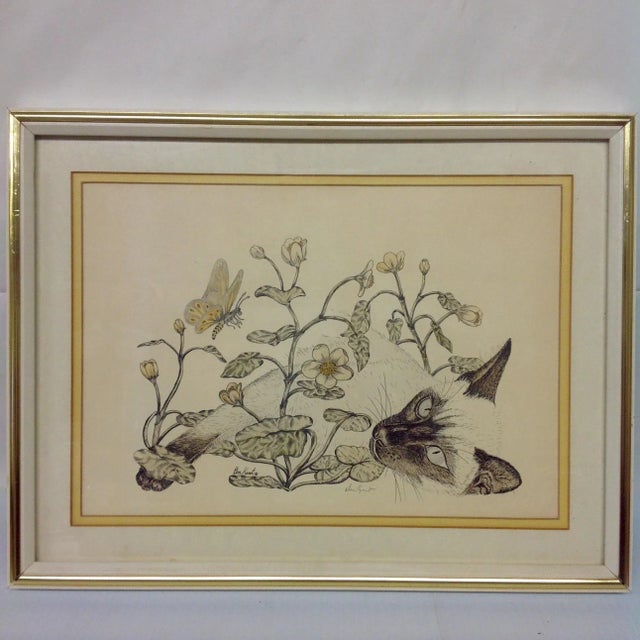 Offered is a hand colored siamese cat lithograph by Don Kent. Hand signed.