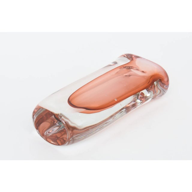 Modern Vintage Glass Momentum Blob Sommerso Signed Vase Clear, Peach For Sale - Image 3 of 10