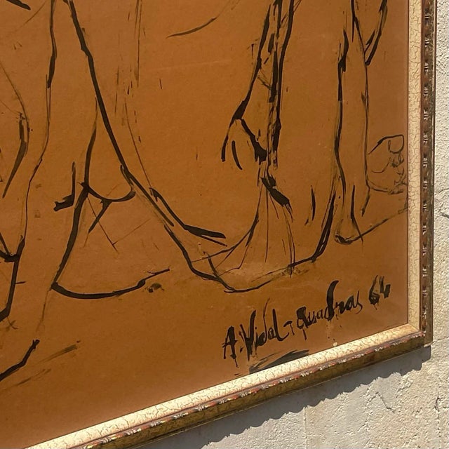 Vintage Boho Original Sketch on Paper For Sale - Image 4 of 9