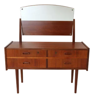 Mid-Century Modern Danish Teak Dressing Table with Mirror, 1960s