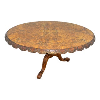 Late 19th Century Napoleon III Style Tilt-Top Entry Table With Burl Wood and Inlay For Sale