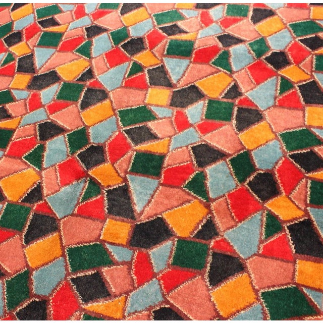 Mid 20th Century Mid-Century Modern Design Rug Inspired by Stained Glass & Unique Complexion For Sale - Image 5 of 12