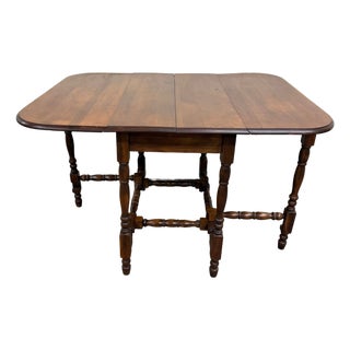 Antique 1920s Colonial Revival Solid Maple Gateleg Drop Leaf Dining Table For Sale