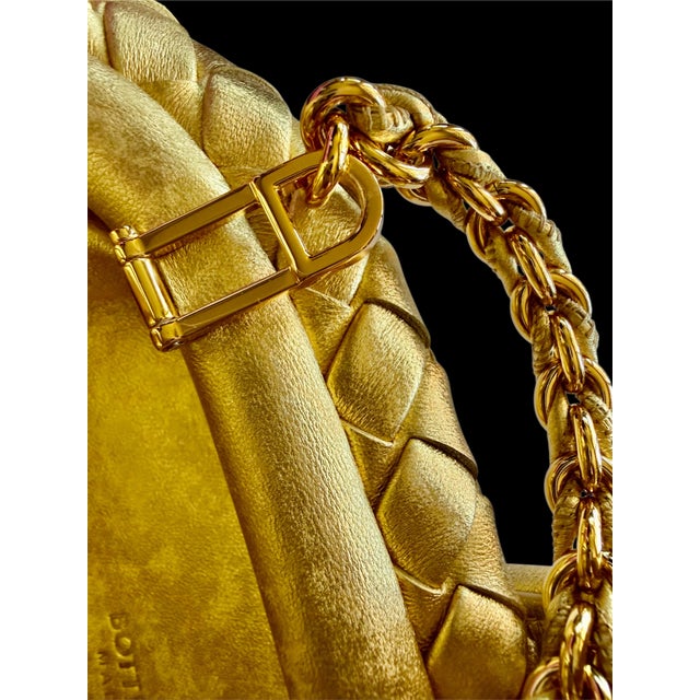 2025 Bottega Veneta Lauren 1980 Gold Leather Clutch Shoulder Bag Pouch Handbag For Sale - Image 14 of 17