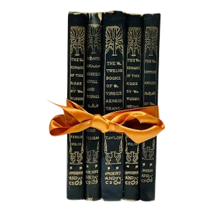 Vintage Set of Classic the Temple Classics Navy and Gold Books - Set of 5