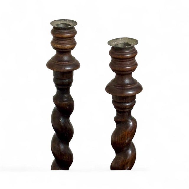 Victorian Candlesticks in Mahogany, Set of 2 For Sale - Image 6 of 9