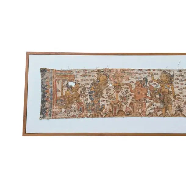 Bali Hindu Textile Framed 'Kamasan' Painting, Indonesia C. 1900 For Sale - Image 10 of 14