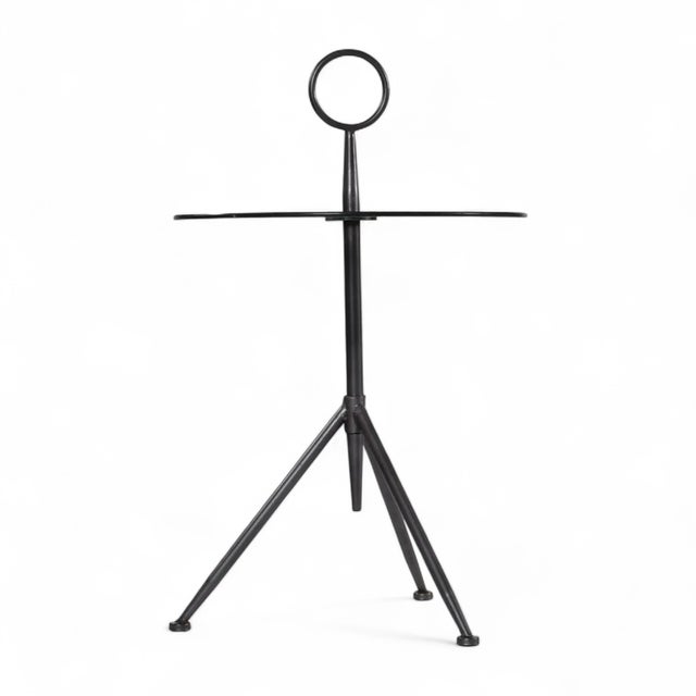 Cesare Lacca Vintage Italian Enameled Metal and Glass Tripod Side Table For Sale - Image 4 of 7