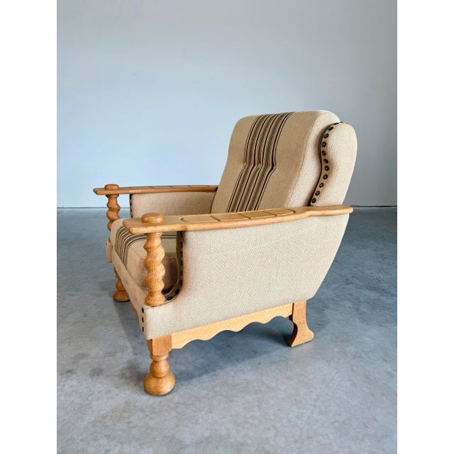 Wood Mid Century Danish Brutalist Henning Kjaernulf Style Oak Lounge Chair For Sale - Image 7 of 7