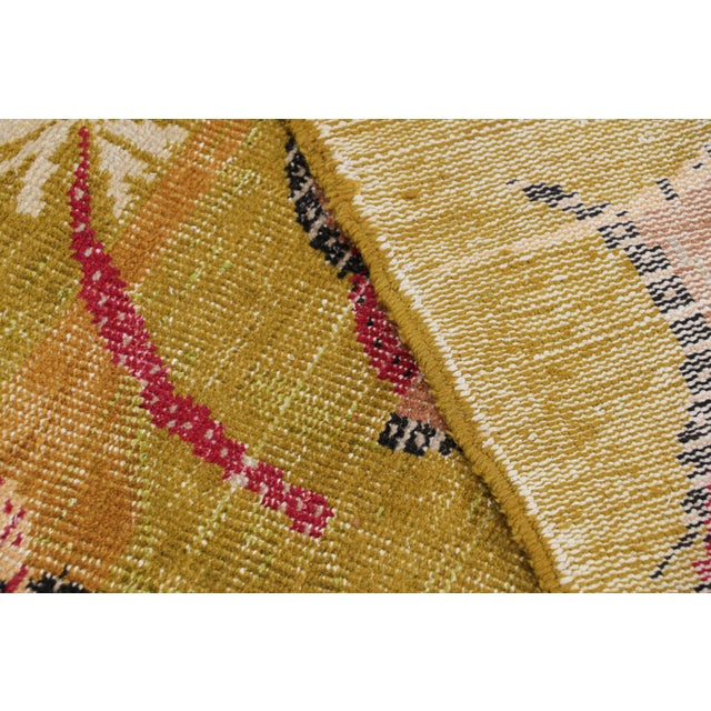 Green Vintage Zeki Müren Rug in Chartreuse With Floral Medallion, From Rug & Kilim For Sale - Image 8 of 8
