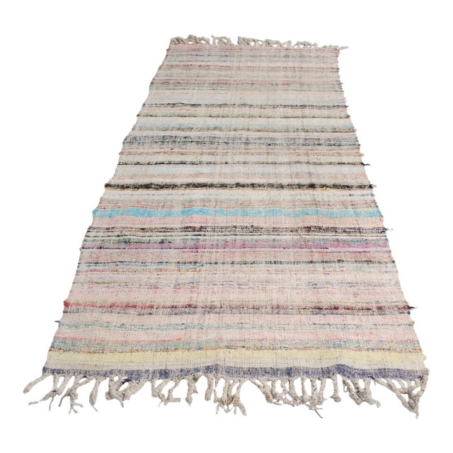 Nautral Vintage Colourful Stripe Kilim For Sale