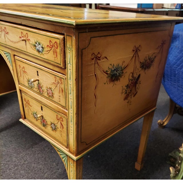 Early 19th Century English Paint Decoration Kneehole Desk For Sale In Boston - Image 6 of 9
