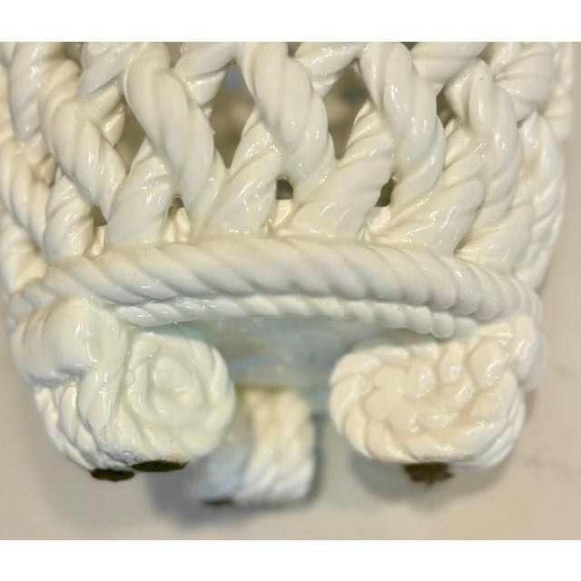 Mid 20th Century 1960’s Trompe-L’oeil White Ceramic Rope Cache Pot For Sale - Image 5 of 10