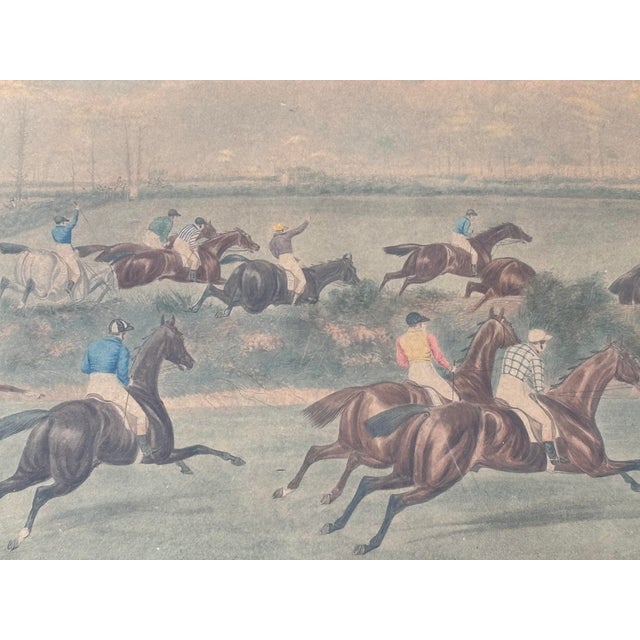 Illustration Grand Steeple Chase - Large, Orig. 19th C. Equestrian Color Print in Period Frame - 1837 For Sale - Image 3 of 14