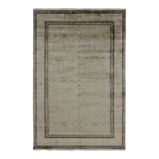 Rug & Kilim’s Khotan Style Rug in Golden-Brown With Blue Patterns For Sale