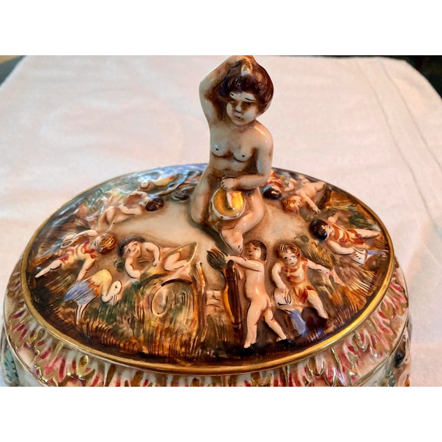 Rococo Capodimonte Oval Centerpiece Serving Ware With Fitted Lid Signed For Sale - Image 3 of 12
