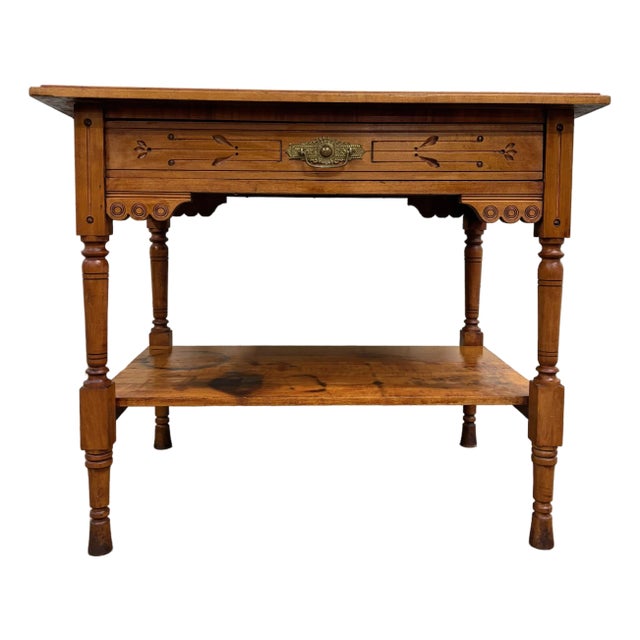 Antique Victorian Eastlake Aesthetic Movement Walnut Library Table Console For Sale