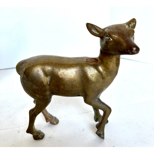 Vintage Brass Deer Figurines - Set of 2 For Sale - Image 4 of 11