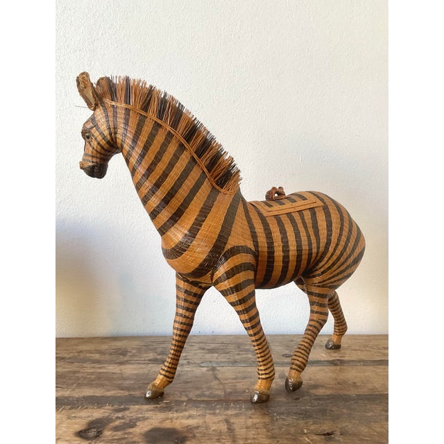 Vintage Shanghai Weave Zebra Basket For Sale - Image 4 of 12