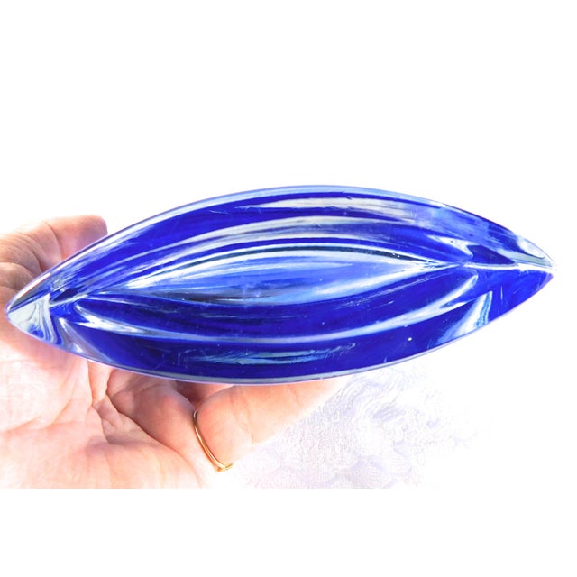 Contemporary Slender Blue Art Glass Vase by Lsa Poland For Sale - Image 3 of 6