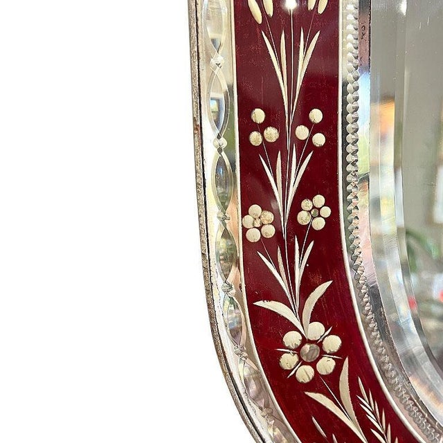 Early 19th Century Antique Ruby Red Venetian Mirror - France For Sale - Image 4 of 8