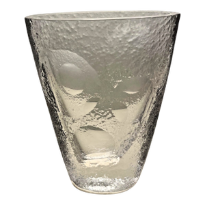 Circa 1970s Finnish Hand-Blown Ice Textured Glass Bud Vase