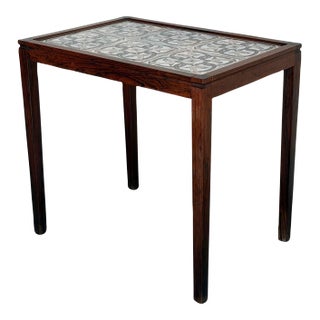 Vintage Danish Rosewood Tile Top Side Table Scandinavian Modern End Table For Sale