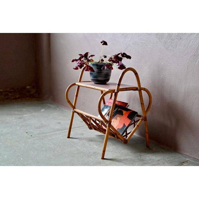 Pink Rattan Sofa End Table, 1960s For Sale - Image 4 of 10