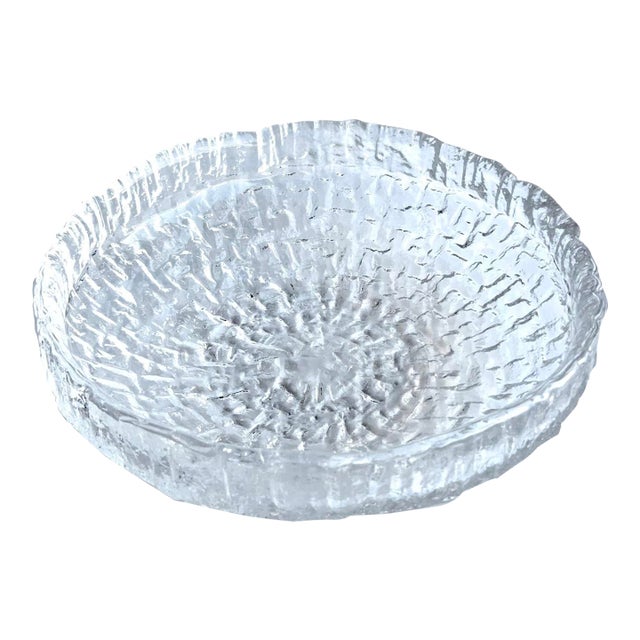 Mid 20th Century Scandinavian Brutalist Textured Glass Bowl For Sale