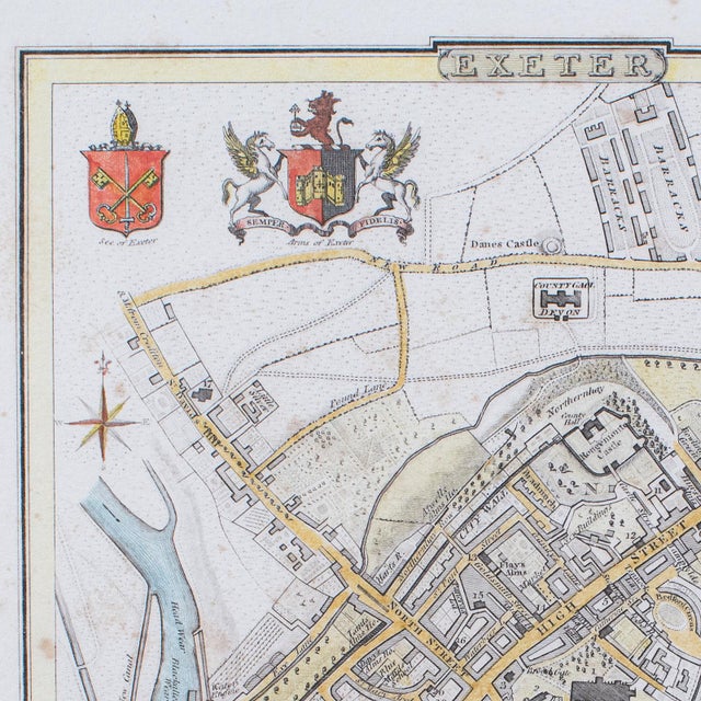 Early 19th Century Antique City of Exeter Map, English, Framed, Atlas Excerpt, Georgian, Circa 1805 For Sale - Image 5 of 10
