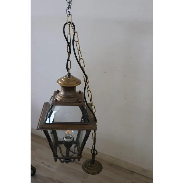 Vintage Brass and Glass Lantern, 1980s For Sale - Image 4 of 14