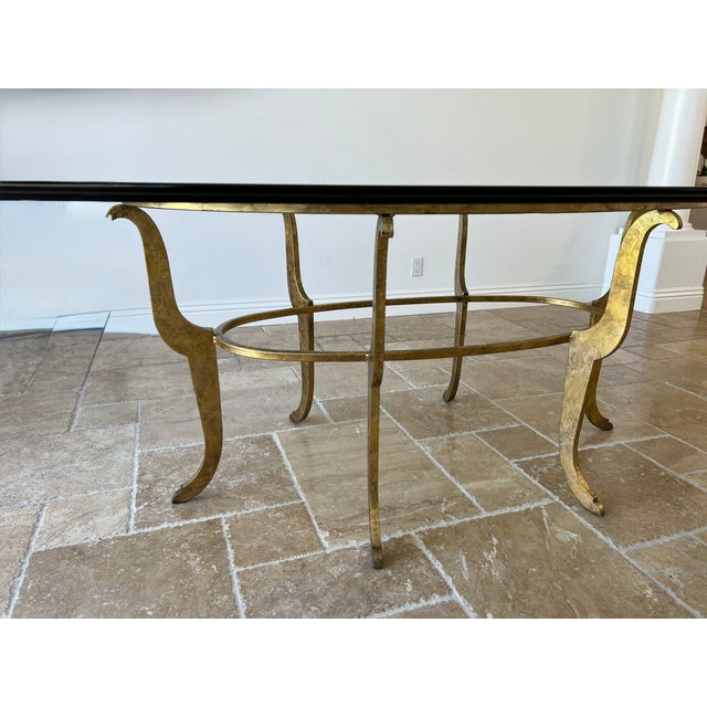 Spectacular Italian Large, Oval 1/2” Glass Table Top and Metal Base, Authentic Italian. Glass Top: Oval, crafted with rare...