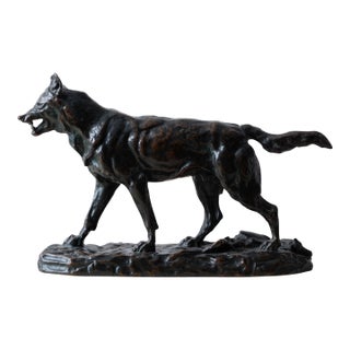 Antoine-Louis Barye - A Striding Wolf Bronze, 19th Century For Sale