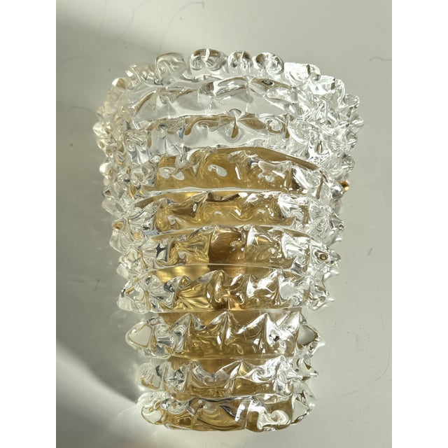 Large Italian Art Deco Style Murano Rostrato Glass and Brass Wall Sconces from Barovier & Toso, 1990s, Set of 2 For Sale - Image 11 of 13