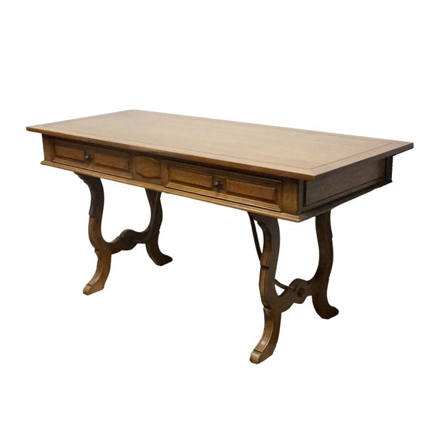 THOMASVILLE FURNITURE Monterey Collection Spanish Mediterranean White Oak 62" Writing Desk w. Metal Spanner 175-6125-8 30"...